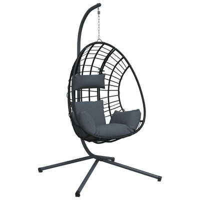 Silla colgante de Vidaxl con ratán estándar y antracita de acero