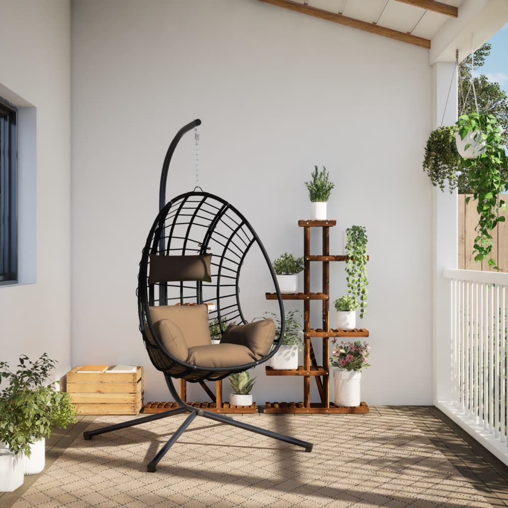 Silla colgante de Vidaxl con ratán estándar y taupe Staal