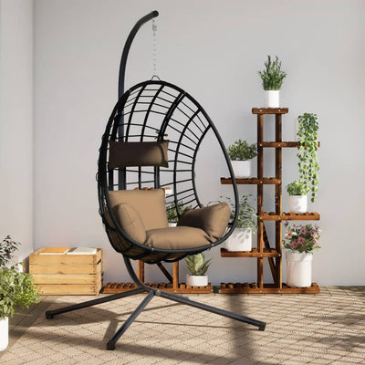 Silla colgante de Vidaxl con ratán estándar y taupe Staal