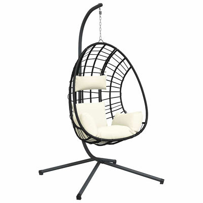 Silla colgante de Vidaxl con ratán estándar y beige de acero