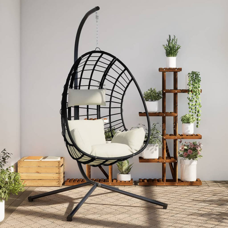 Silla colgante de Vidaxl con ratán estándar y beige de acero