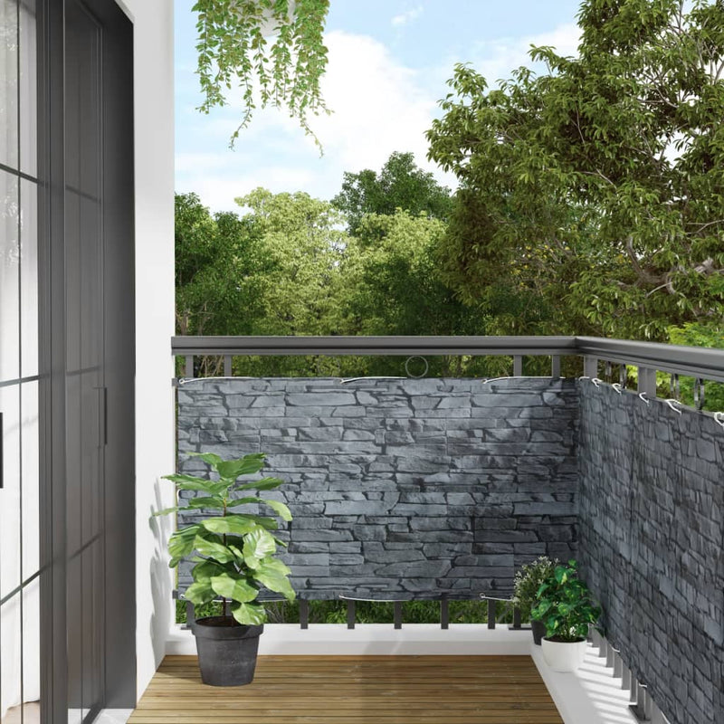 Vidaxl Balcony Screen Stone Pattern 700x75 cm Pvc Grey