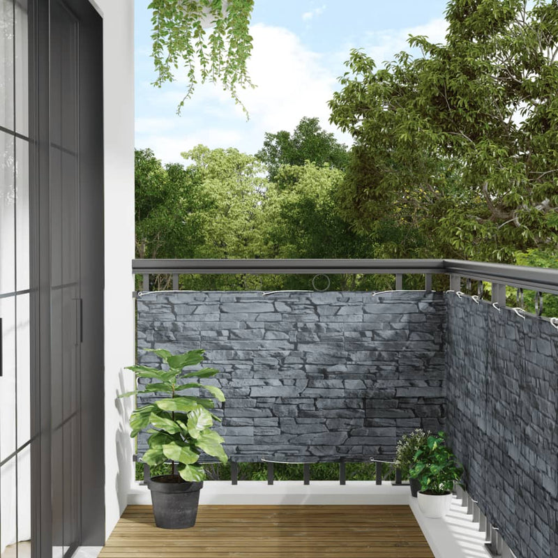 Vidaxl Balcony Screen Stone Pattern 800x75 cm Pvc Grey