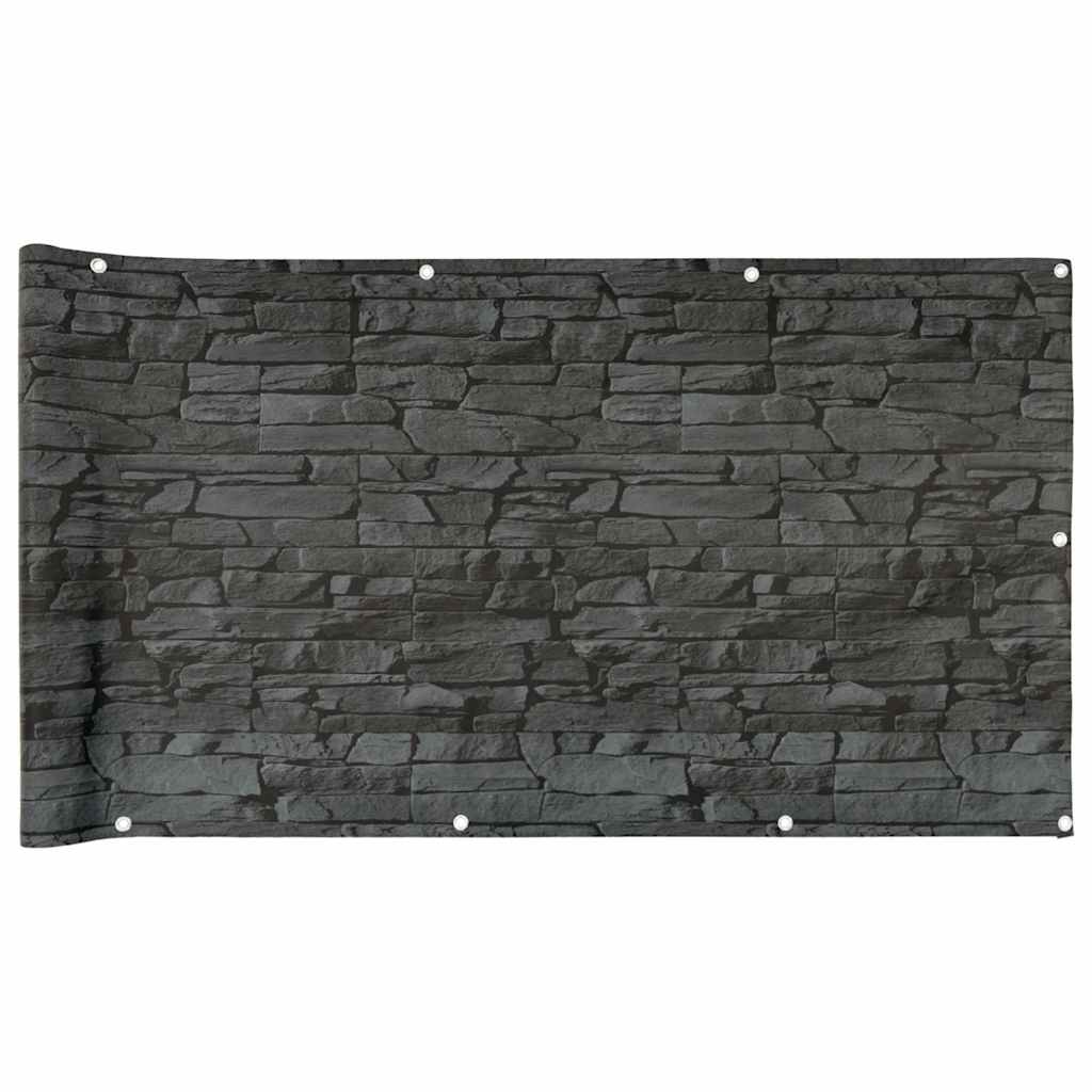 Vidaxl Balcony Screen Stone Pattern 1000x75 cm Pvc Grey