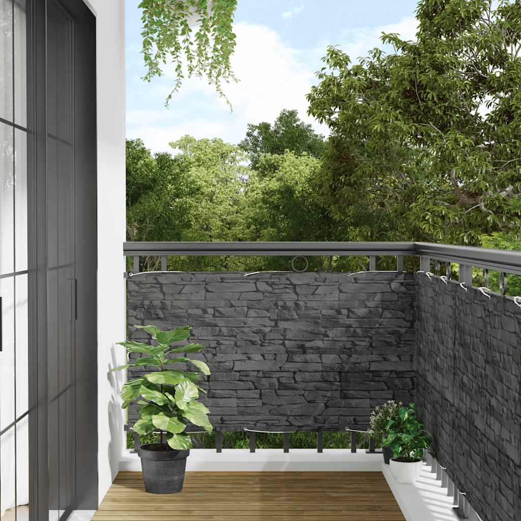Vidaxl Balcony Screen Stone Pattern 400x90 cm Pvc Grey