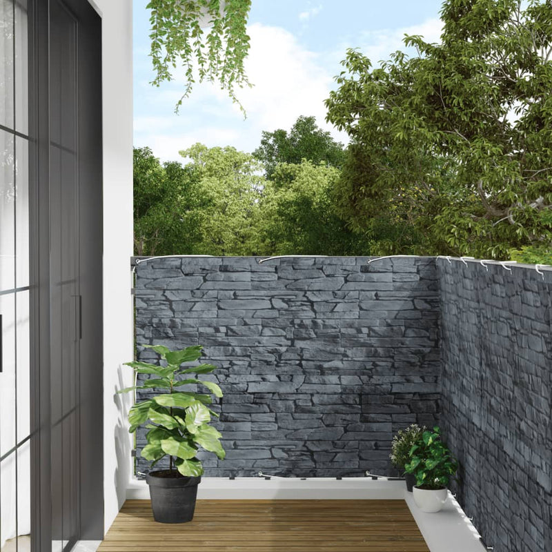 Vidaxl Balcony Screen Stone Pattern 300x120 cm Pvc Grey