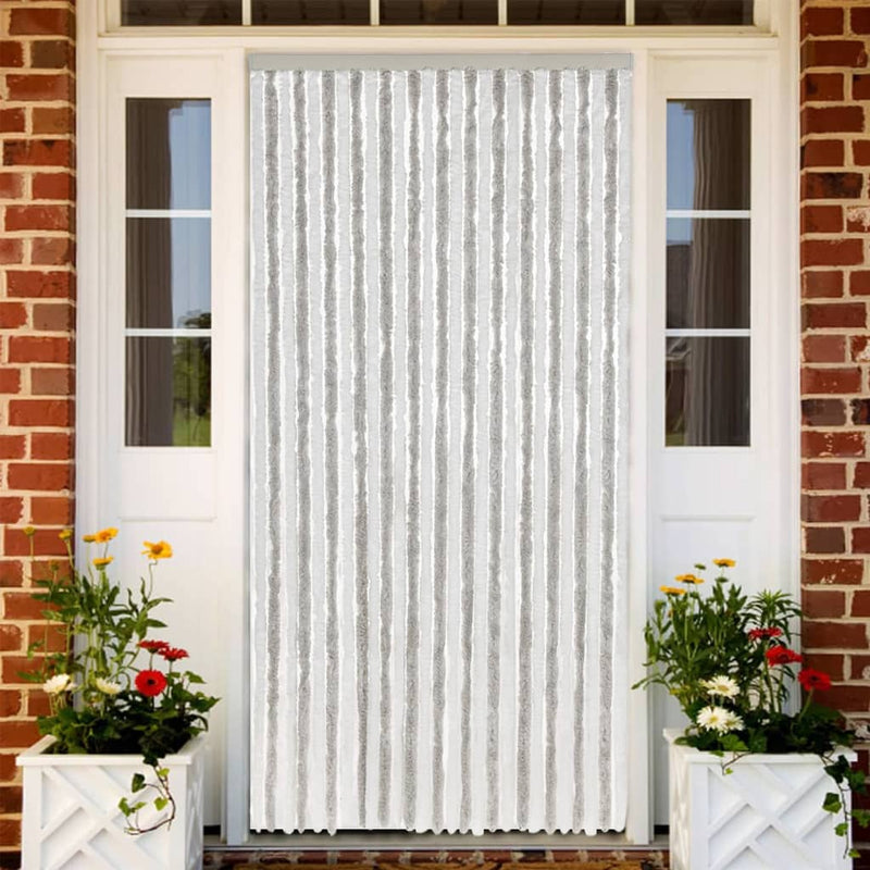 Vidaxl Fly Curtain 118x220 cm Chenille grigio chiaro e bianco