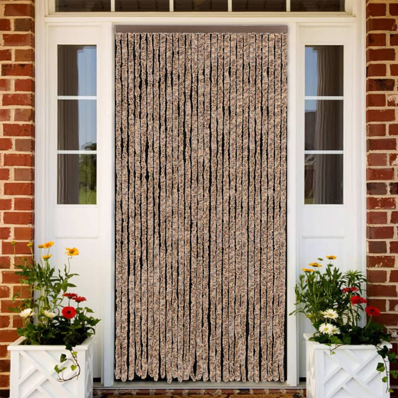 Vidaxl Fly Curtain 118x220 cm Chenille beige e marrone scuro