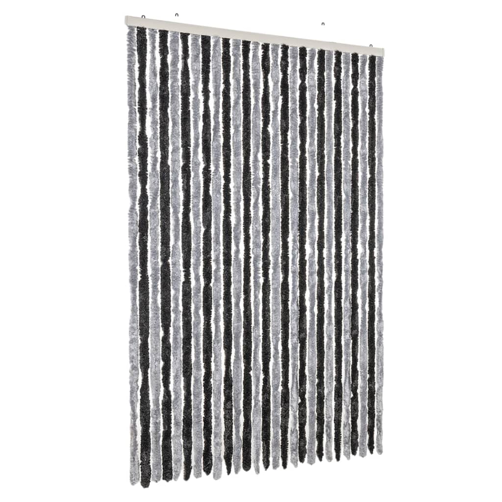 Vidaxl Fly Curtain 118x220 cm Chenille grigio e nero