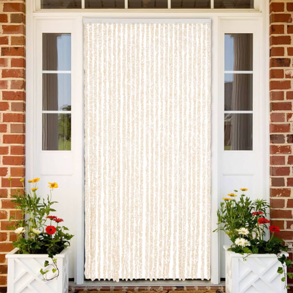 Vidaxl Fly Curtain 118x220 cm Chenille beige and White