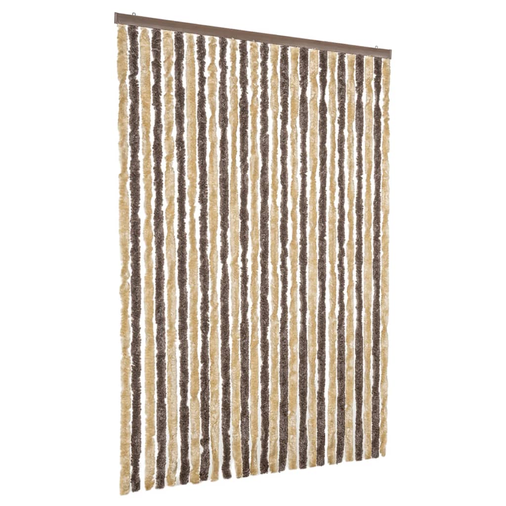 Vidaxl Fly Curtain 118x220 cm Chenille marrone scuro e beige