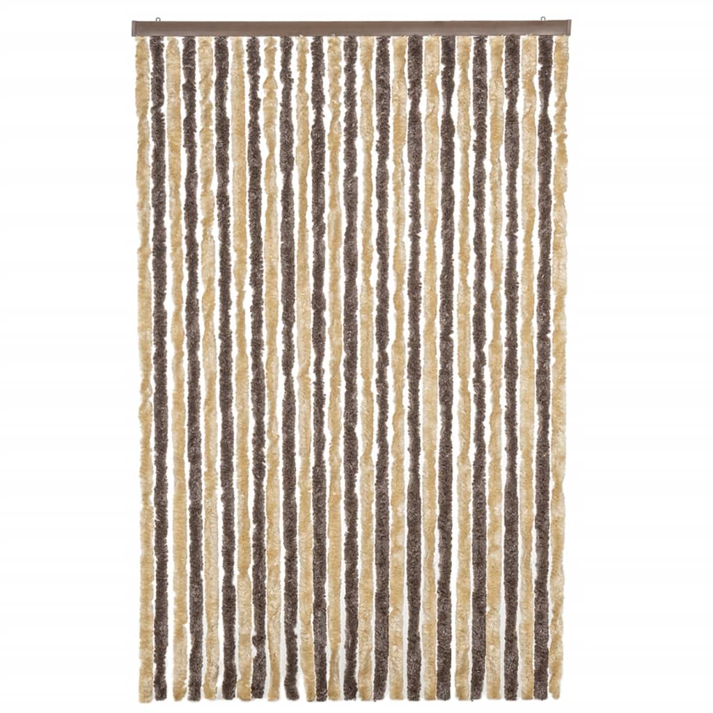 Vidaxl Fly Curtain 118x220 cm Chenille marrone scuro e beige