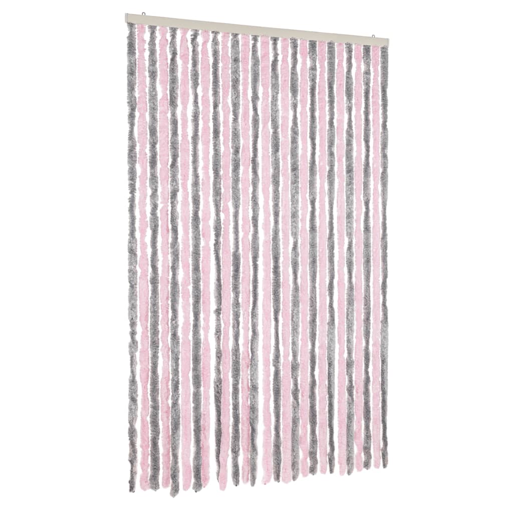 Vidaxl Fly Curtain 118x220 cm Chenille argento grigio e rosa