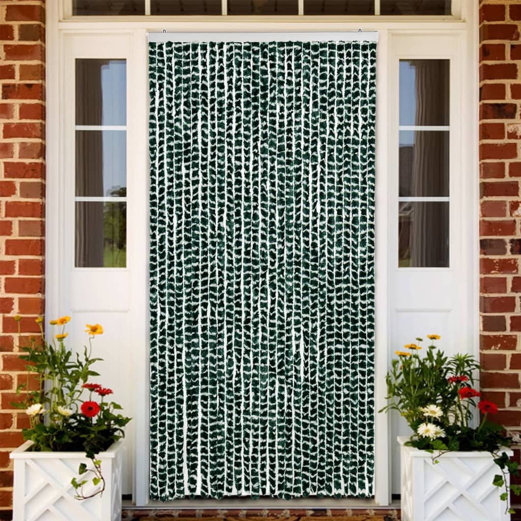 Vidaxl Fly Curtain 118x220 cm Chenille verde e bianco