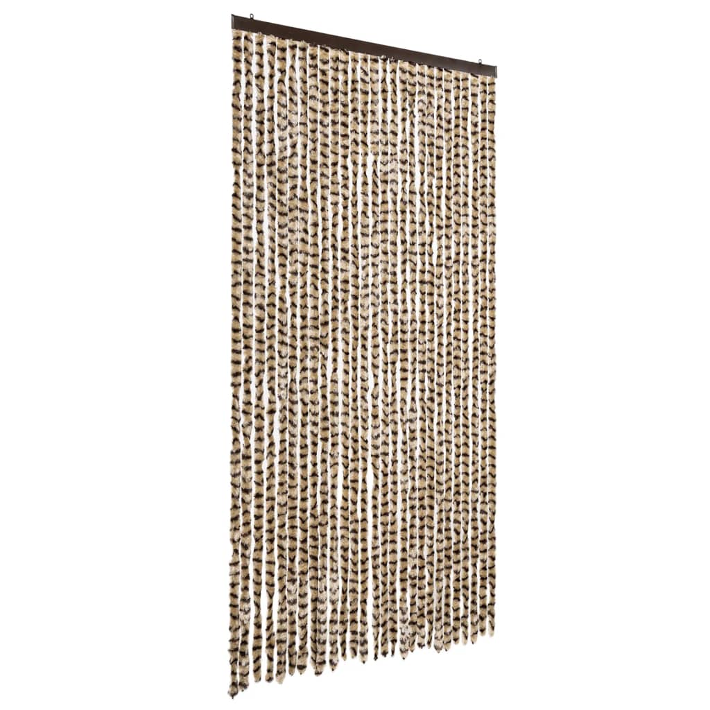Cortina de mosca Vidaxl 118x220 cm chenille beige y marrón