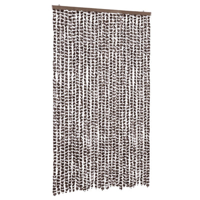 Vidaxl vliegengordijn 118x220 cm chenille bruin en wit