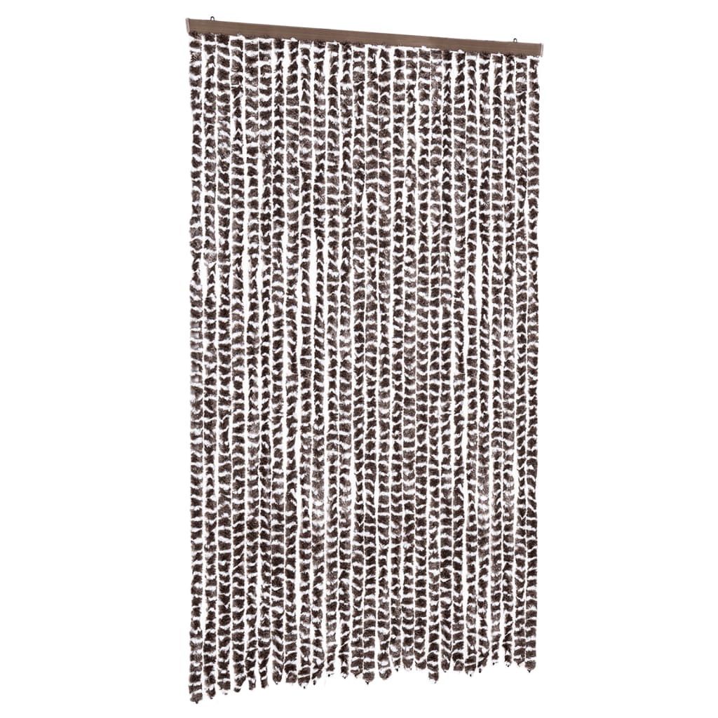 Cortina de mosca Vidaxl 118x220 cm chenille marrón y blanco