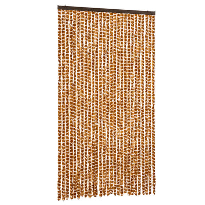 Cortina de mosca Vidaxl 118x220 cm chenille ocre y blanco