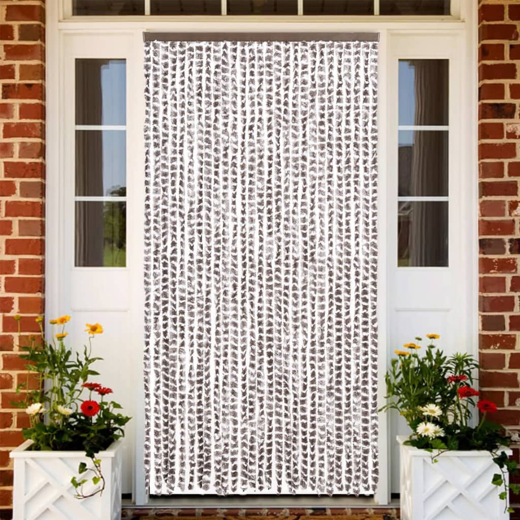 Vidaxl Fly Curtain 118x220 cm Chenille Taupe e White