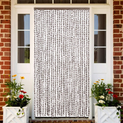 Cortina de mosca Vidaxl 118x220 cm chenille tope y blanco