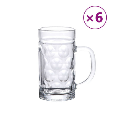 Tazze di birra Vidaxl con manico 6 St 500 ml di vetro