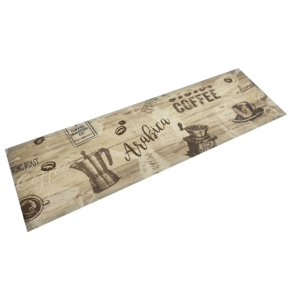 Vidaxl Mat de cocina Coffee estampado de café 45x150 cm de terciopelo marrón