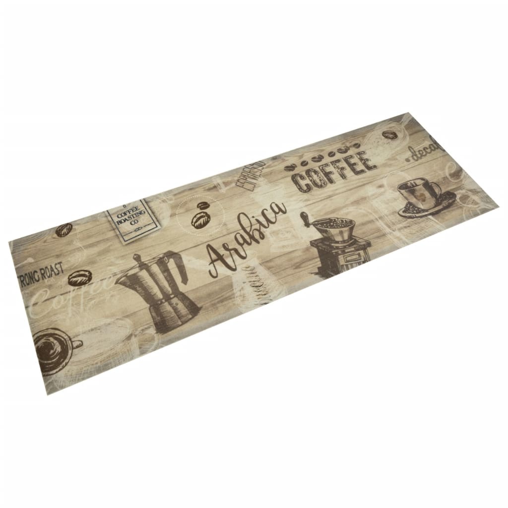 Vidaxl Mat de cocina Coffee estampado de café 60x180 cm de terciopelo marrón