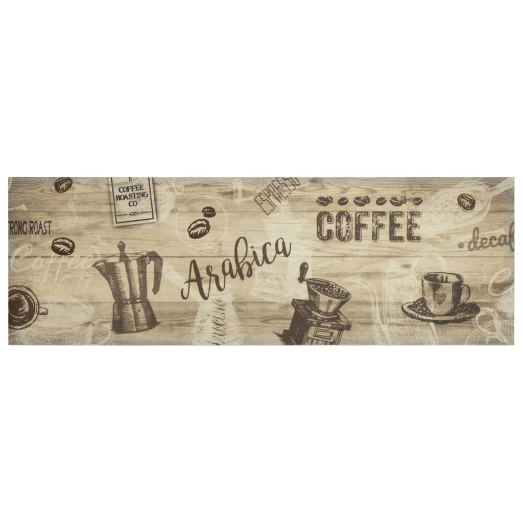 Vidaxl keukenmat wasbaar koffieprint 60x180 cm fluweel bruin