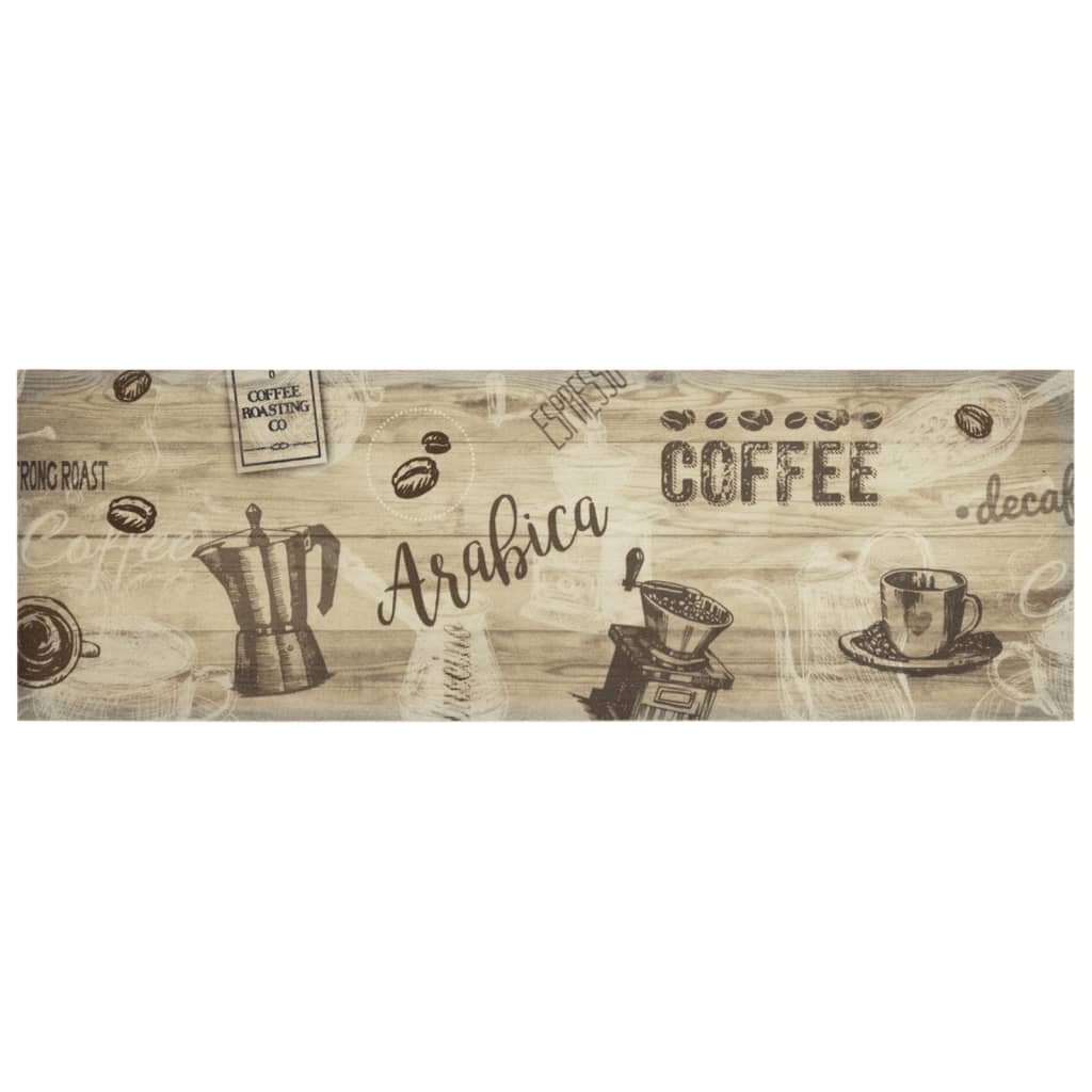 Vidaxl Mat de cocina Coffee estampado de café 60x180 cm de terciopelo marrón