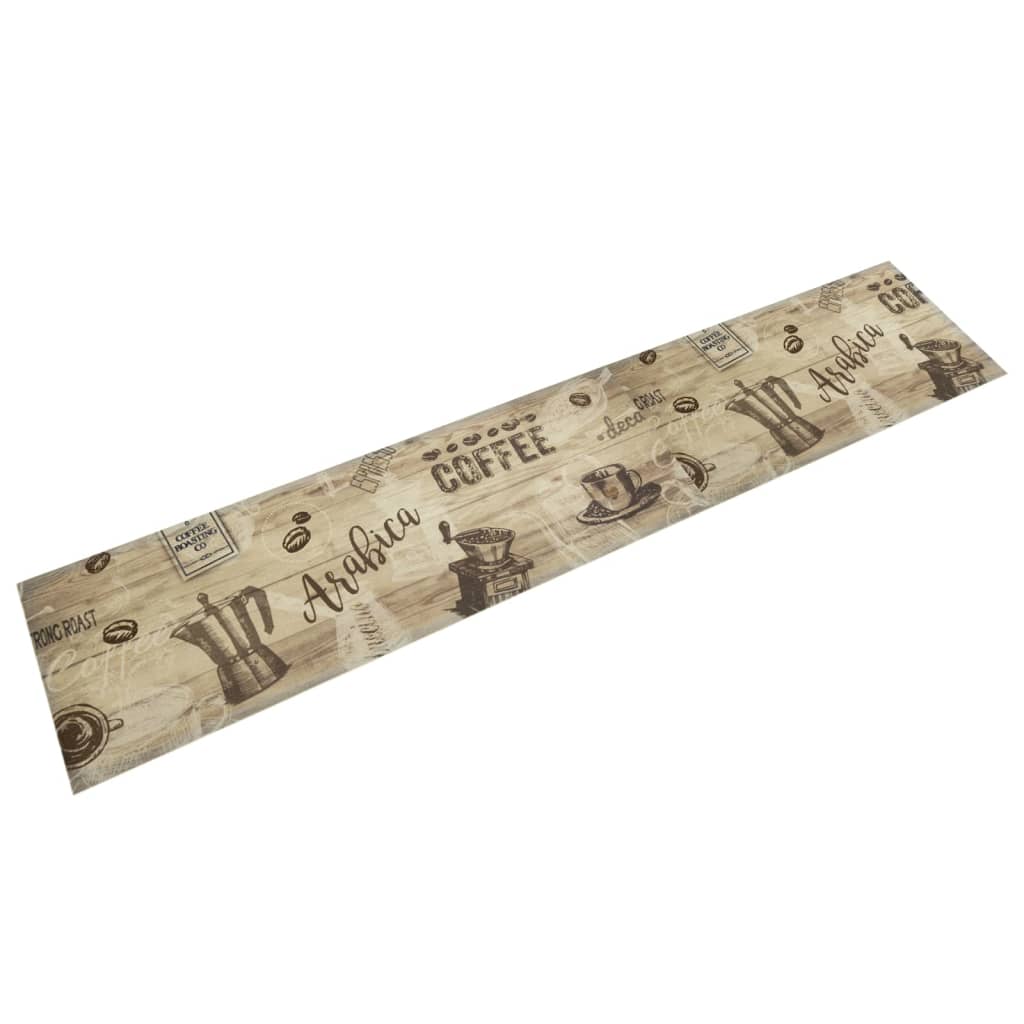 Vidaxl Mat de cocina Coffee estampado de café 60x300 cm de terciopelo marrón