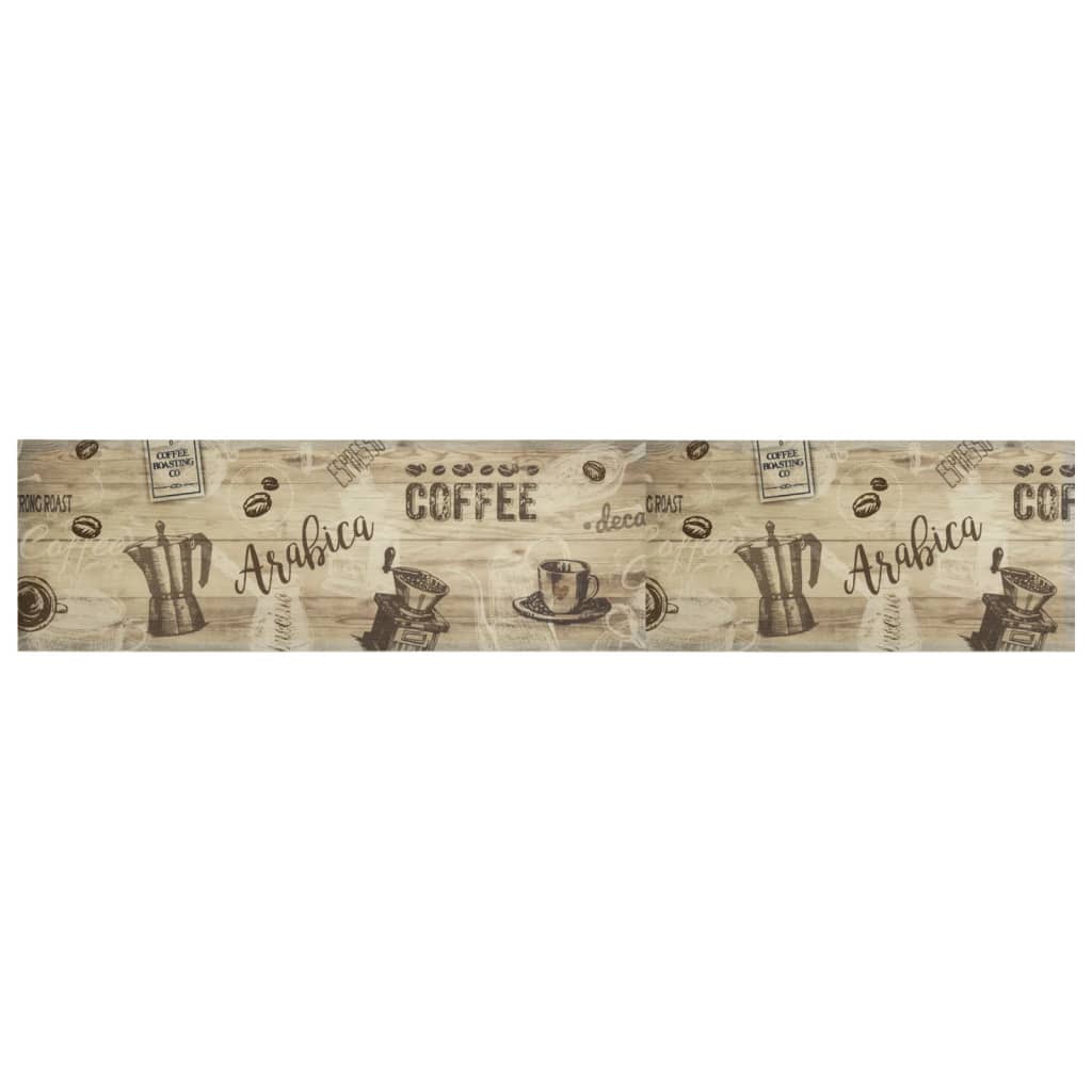 Vidaxl Mat de cocina Coffee estampado de café 60x300 cm de terciopelo marrón