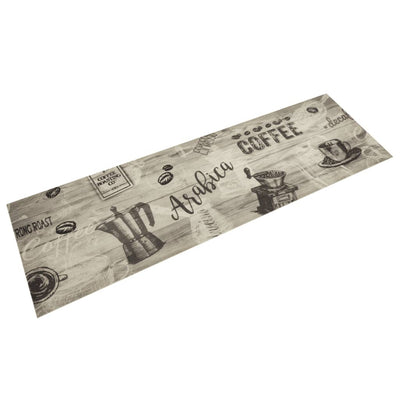 Vidaxl keukenmat wasbaar koffieprint 45x150 cm fluweel grijs