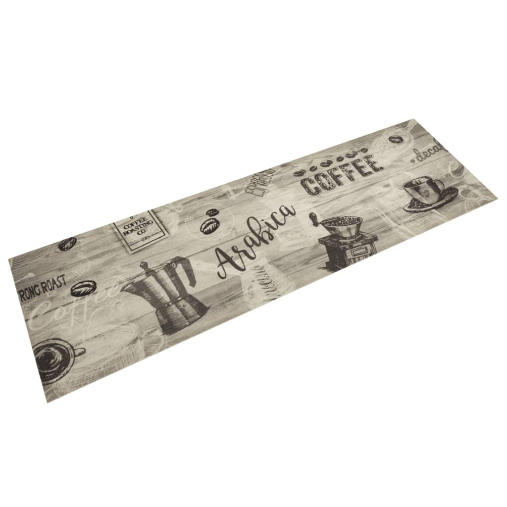Vidaxl Mat de cocina Coffee estampado de café 45x150 cm de terciopelo gris