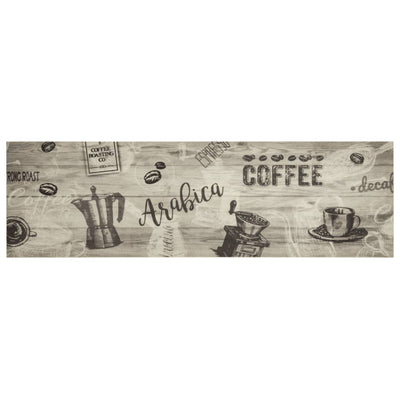 Vidaxl Mat de cocina Coffee estampado de café 45x150 cm de terciopelo gris
