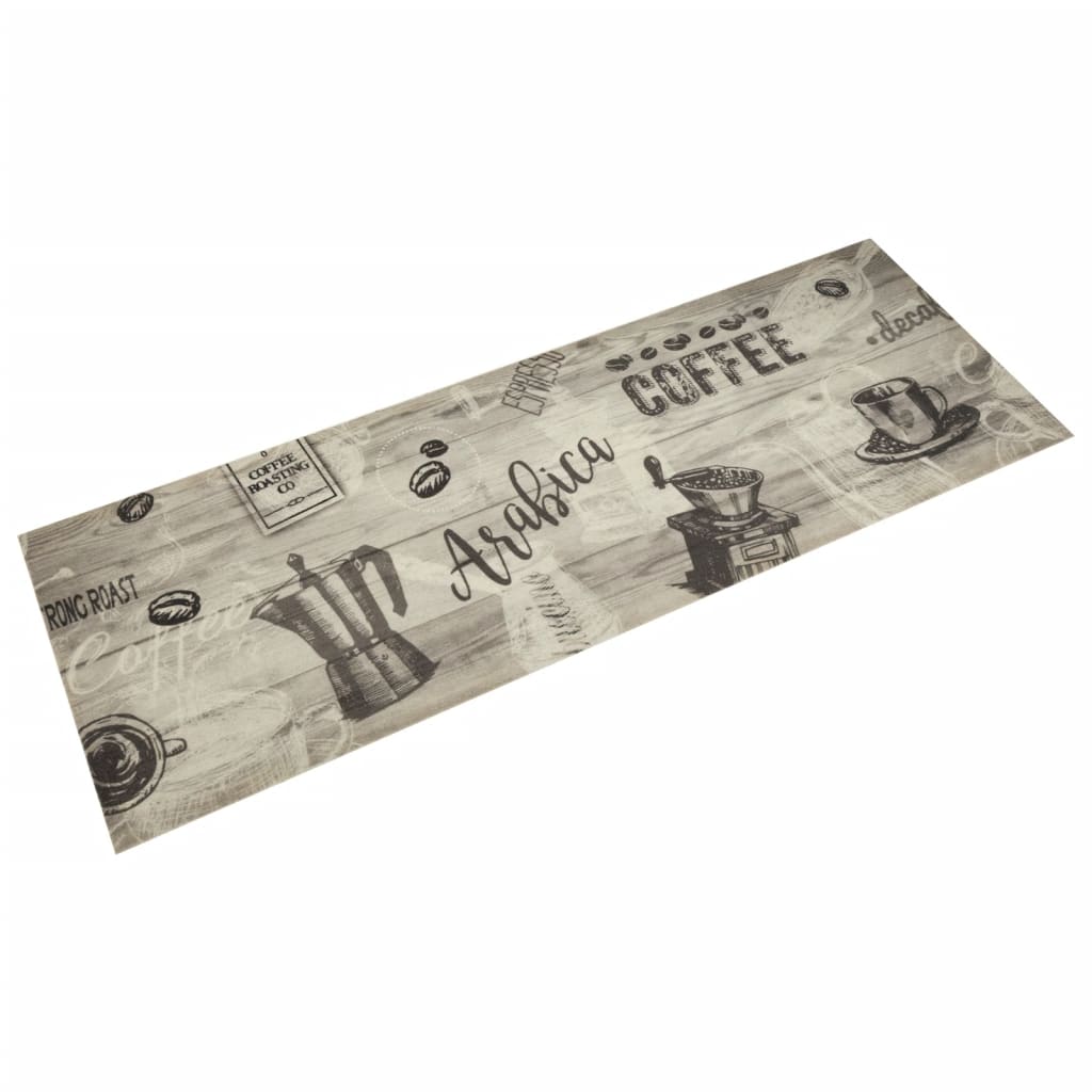 Vidaxl tappetino da cucina stampato di caffè lavabile 60x180 cm grigio in velluto