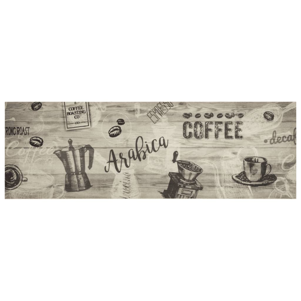 Vidaxl tappetino da cucina stampato di caffè lavabile 60x180 cm grigio in velluto