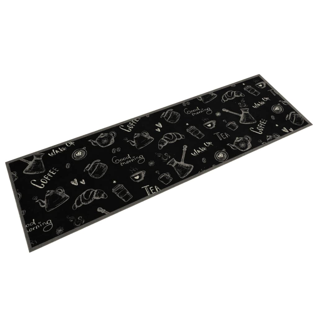 Vidaxl Mat de cocina Lavable Morning Impresión 45x150 cm Velvet Negro