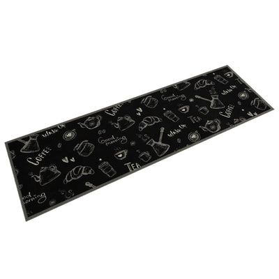 Vidaxl tappetino da cucina stampato mattutino lavabile 45x150 cm di velluto nero