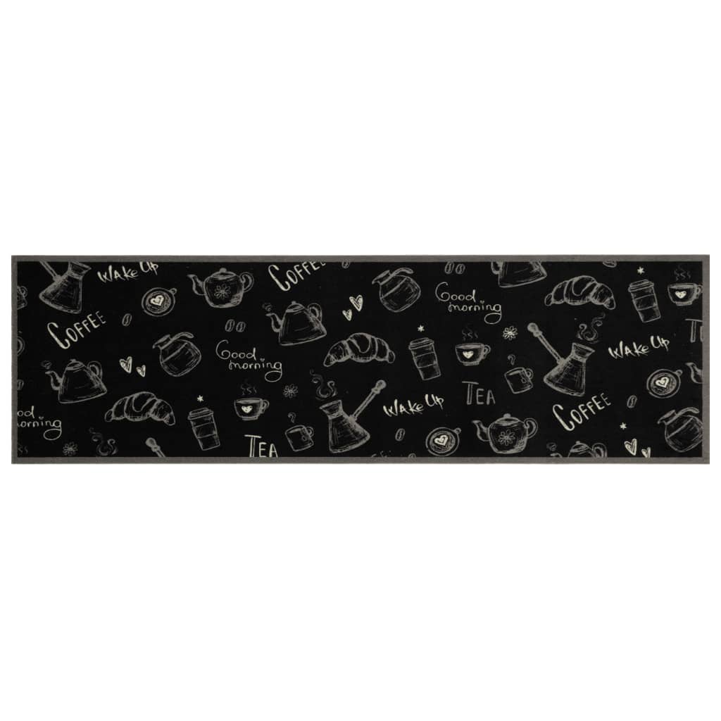 Vidaxl Mat de cocina Lavable Morning Impresión 45x150 cm Velvet Negro