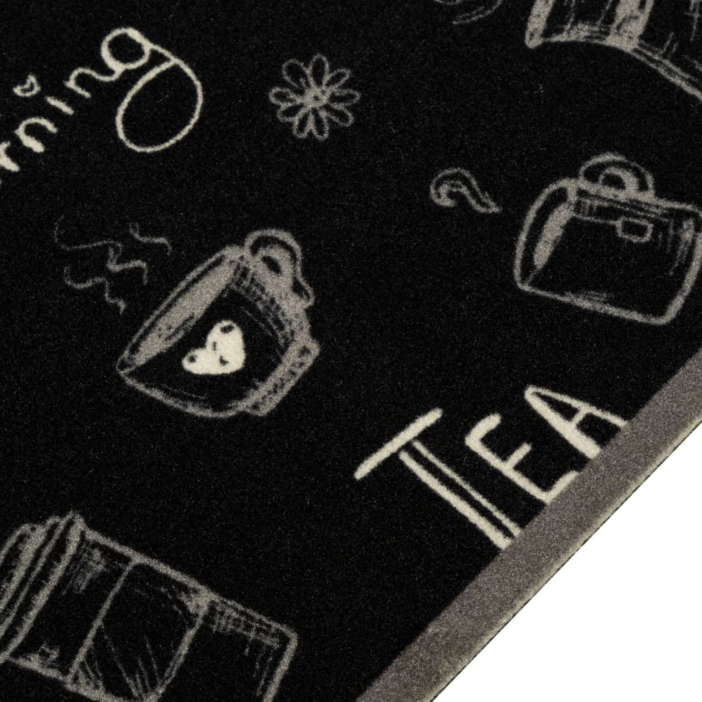 Vidaxl Mat de cocina Lavable Morning Impresión 45x150 cm Velvet Negro