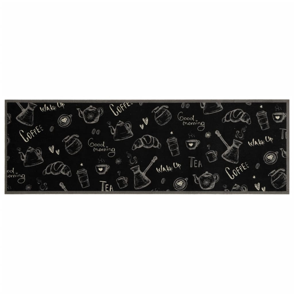 Vidaxl tappetino da cucina stampato mattutino lavabile 60x180 cm di velluto nero