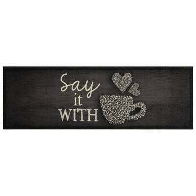 Vidaxl Mat de cocina Copa lavable estampado 60x180 cm de terciopelo negro