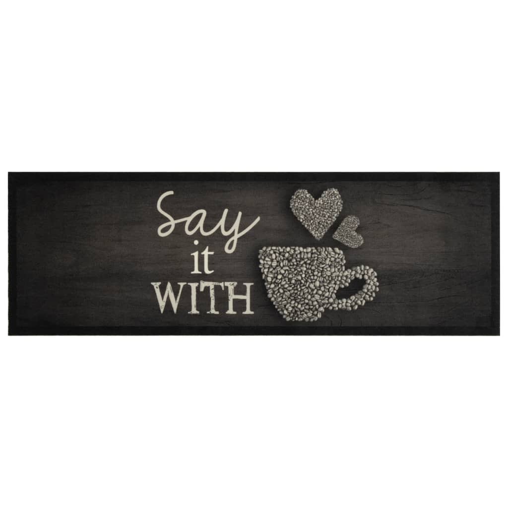 Vidaxl Mat de cocina Copa lavable estampado 60x180 cm de terciopelo negro