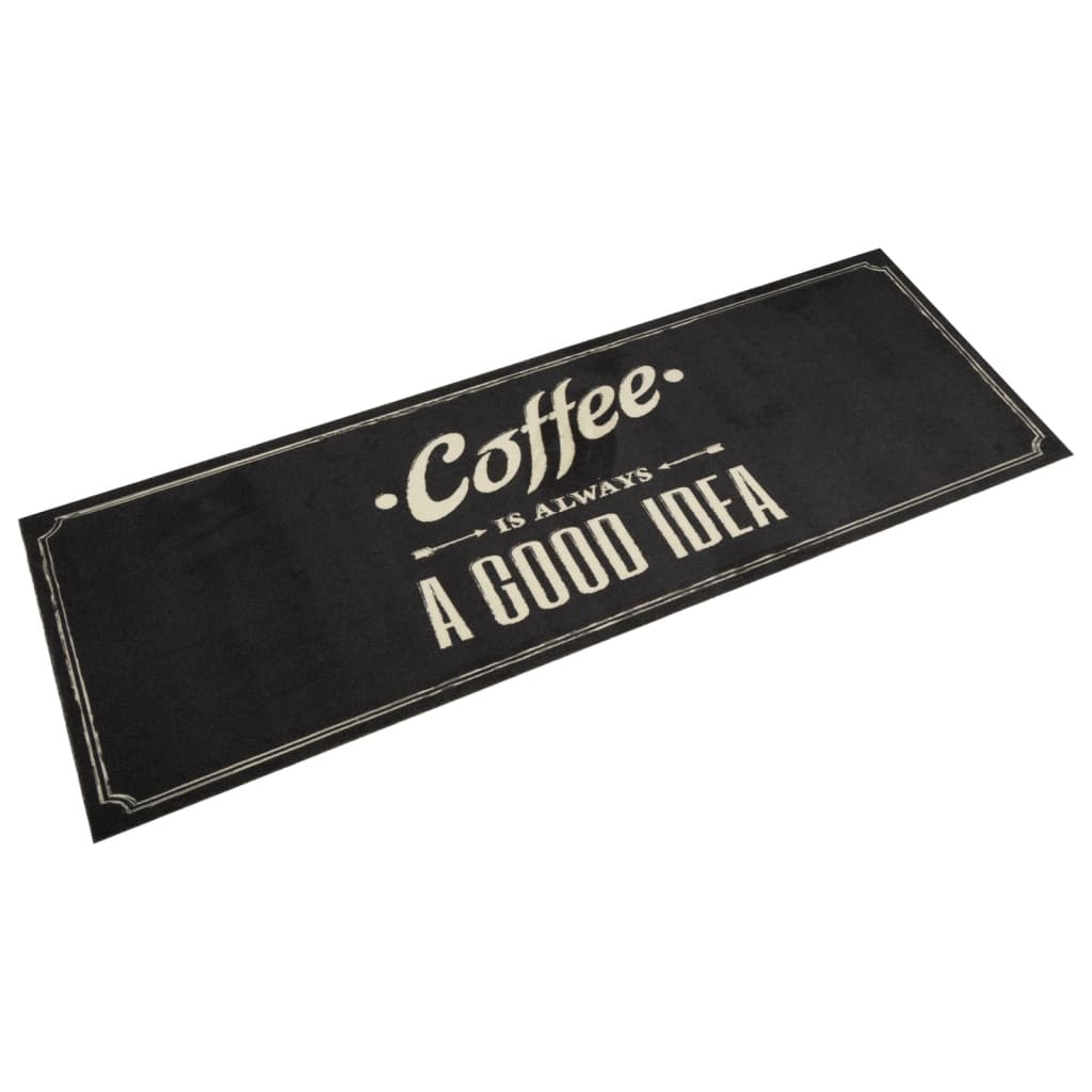 Vidaxl Mat de cocina Texto de café lavable 60x180 cm Velvet