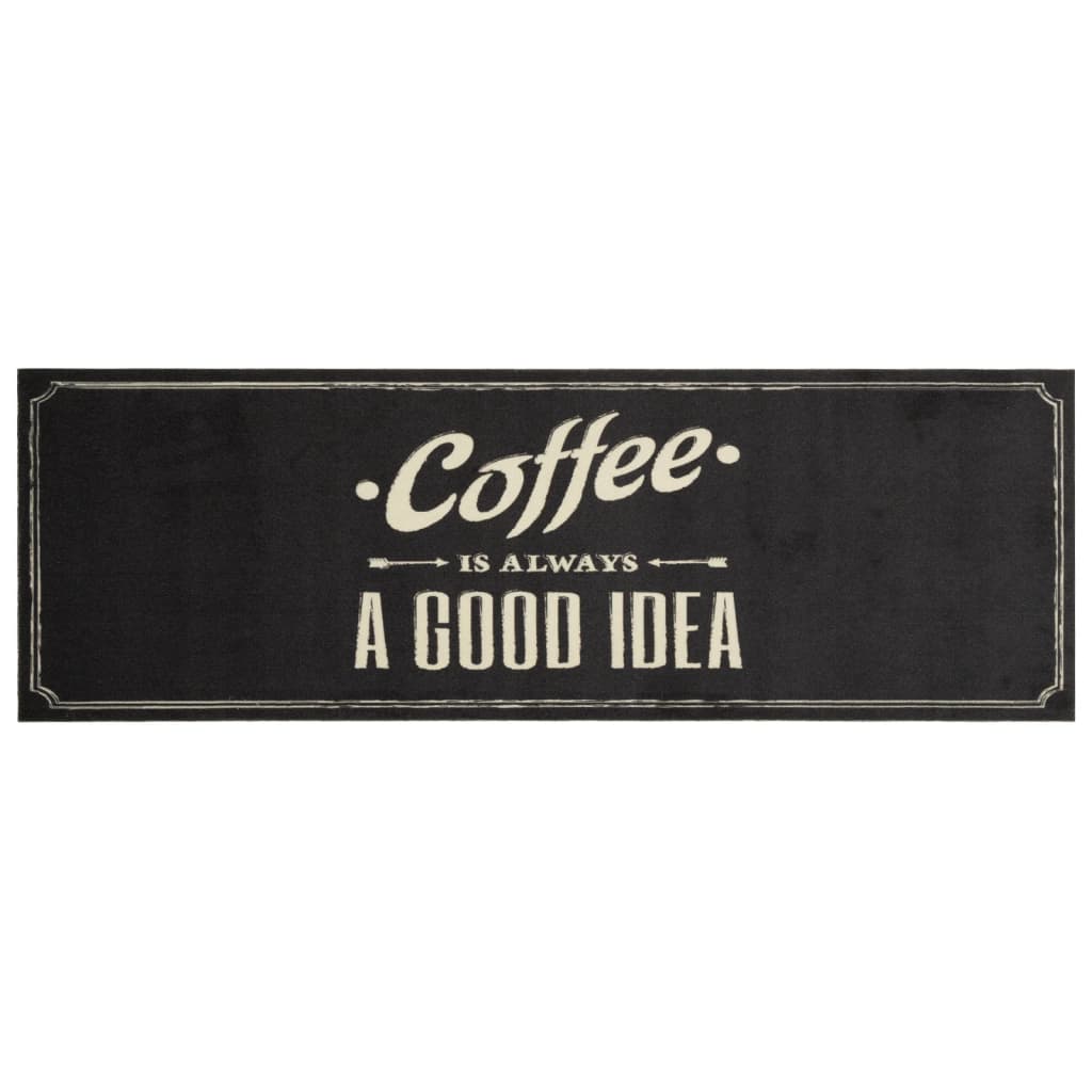 Vidaxl Mat de cocina Texto de café lavable 60x180 cm Velvet