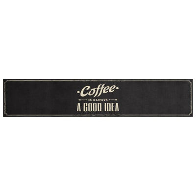 Vidaxl Mat de cocina Texto de café lavable 60x300 cm Velvet