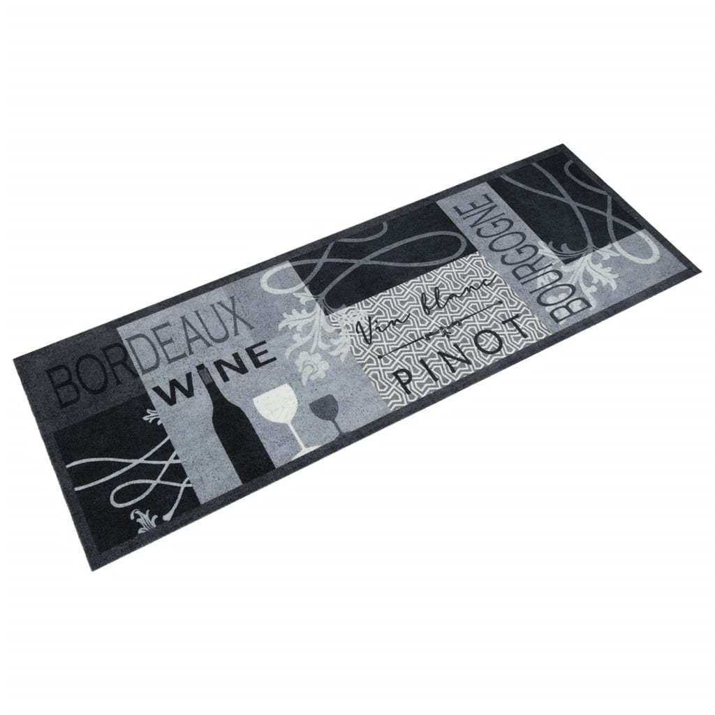 Vidaxl tappetino da cucina stampato di vino lavabile 60x180 cm di velluto grigio