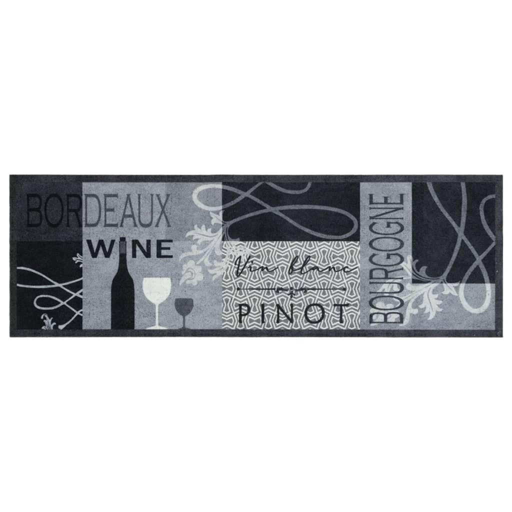 Vidaxl tappetino da cucina stampato di vino lavabile 60x180 cm di velluto grigio