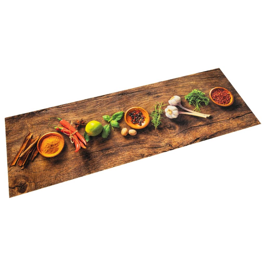Vidaxl tappetino da cucina stampato di erbe lavabile 60x300 cm velluto