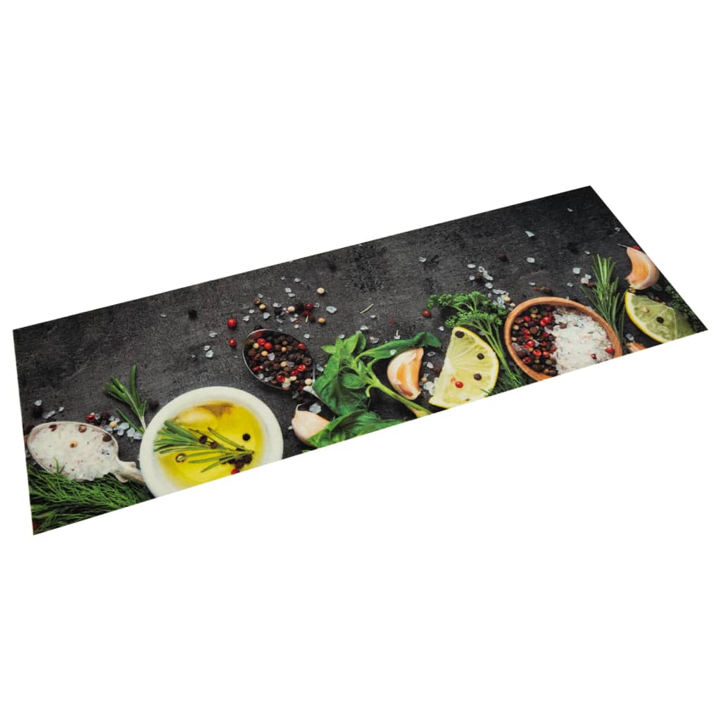 Vidaxl Mat de cocina Herba lavable estampado 60x180 cm Velvet